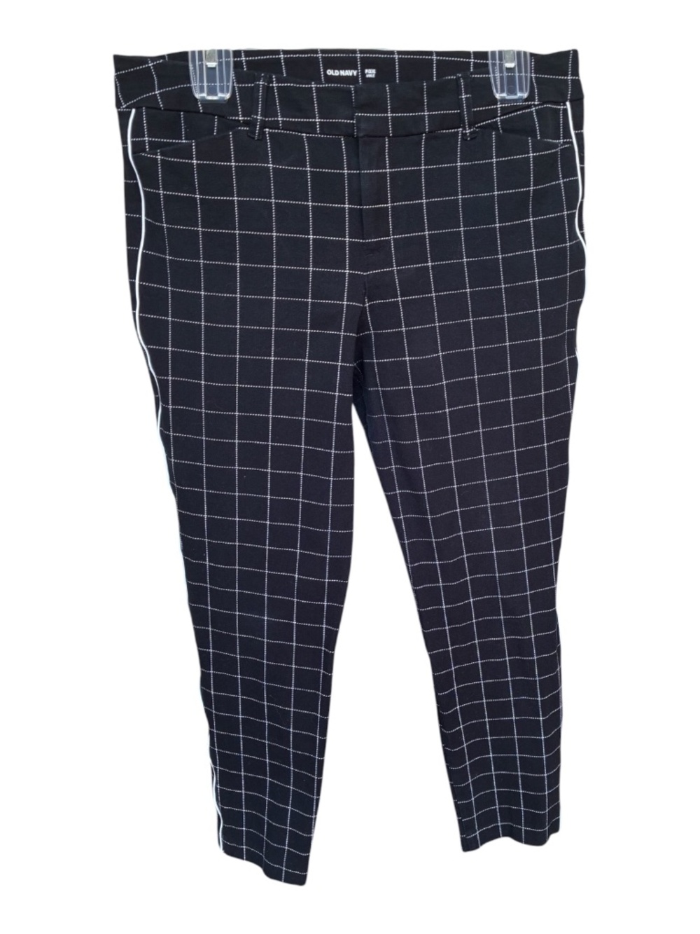 Old Navy Black with White Plaid Printed Straight Ankle Pants-Size 10